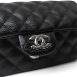17B Black Caviar Quilted Mini Rectangular Flap Silver Hardware - Image 2