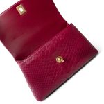 Small / Old Mini Burgundy Python Coco Handle Aged Gold Hardware - Image 5