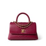 Small / Old Mini Burgundy Python Coco Handle Aged Gold Hardware