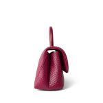 Small / Old Mini Burgundy Python Coco Handle Aged Gold Hardware - Image 3