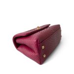 Small / Old Mini Burgundy Python Coco Handle Aged Gold Hardware - Image 11