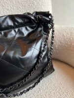 So Black Calfskin Quilted Drawstring 22 Bag small Black Hardware - Image 6