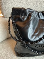 So Black Calfskin Quilted Drawstring 22 Bag small Black Hardware - Image 3