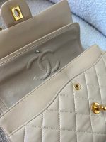 Vintage Beige Lambskin Quilted Classic Flap Medium GHW - Image 5