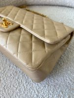 Vintage Beige Lambskin Quilted Classic Flap Medium GHW - Image 8