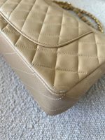 Vintage Beige Lambskin Quilted Classic Flap Medium GHW - Image 9