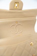 Vintage Beige Lambskin Quilted Classic Flap Small Gold Hardware - Image 13