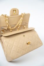 Vintage Beige Lambskin Quilted Classic Flap Small Gold Hardware - Image 3