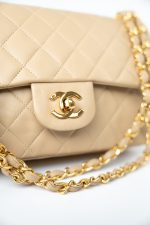 Vintage Beige Lambskin Quilted Classic Flap Small Gold Hardware - Image 4