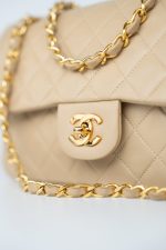 Vintage Beige Lambskin Quilted Classic Flap Small Gold Hardware - Image 13