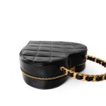 Vintage Black Patent Quilted CC Heart Bag - Image 7