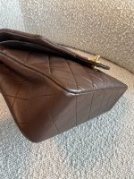 Vintage Brown Lambskin Quilted Classic Flap Small GHW - Image 8