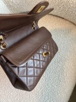 Vintage Brown Lambskin Quilted Classic Flap Small GHW - Image 13