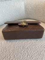 Vintage Brown Lambskin Quilted Classic Flap Small GHW - Image 5