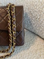 Vintage Brown Lambskin Quilted Classic Flap Small GHW - Image 9