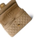 Vintage Dark Beige Classic Flap Medium Gold Hardware - Image 11