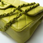 Vintage Neon Green Lambskin Quilted Classic Flap Medium - Image 15