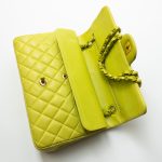 Vintage Neon Green Lambskin Quilted Classic Flap Medium - Image 8