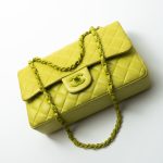 Vintage Neon Green Lambskin Quilted Classic Flap Medium - Image 2