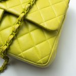Vintage Neon Green Lambskin Quilted Classic Flap Medium - Image 3