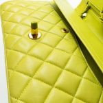 Vintage Neon Green Lambskin Quilted Classic Flap Medium - Image 9
