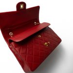Vintage Red Lambskin Quilted Classic Flap Medium Gold Hardware - Image 17