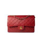 Vintage Red Lambskin Quilted Classic Flap Medium Gold Hardware - Image 6
