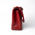 Vintage Red Lambskin Quilted Classic Flap Medium Gold Hardware - Image 8