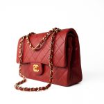 Vintage Red Lambskin Quilted Classic Flap Medium Gold Hardware - Image 10