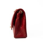 Vintage Red Lambskin Quilted Classic Flap Medium Gold Hardware - Image 13