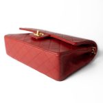 Vintage Red Lambskin Quilted Classic Flap Medium Gold Hardware - Image 5