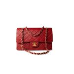 Vintage Red Lambskin Quilted Classic Flap Medium Gold Hardware - Image 7