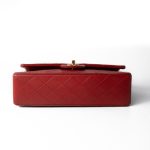 Vintage Red Lambskin Quilted Classic Flap Medium Gold Hardware - Image 9