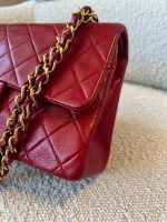 Vintage Red Lambskin Quilted Double Flap Small Gold Hardware - Image 2