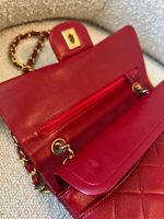 Vintage Red Lambskin Quilted Double Flap Small Gold Hardware - Image 6