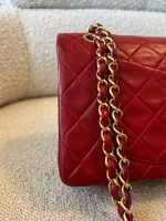 Vintage Red Lambskin Quilted Double Flap Small Gold Hardware - Image 4