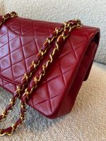 Vintage Red Lambskin Quilted Double Flap Small Gold Hardware - Image 5