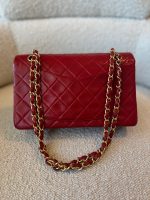 Vintage Red Lambskin Quilted Double Flap Small Gold Hardware - Image 3