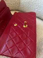 Vintage Red Lambskin Quilted Double Flap Small Gold Hardware - Image 9