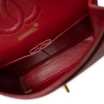 Vintage Red Lambskin Quilted Medium Classic Flap Gold Hardware - Image 3