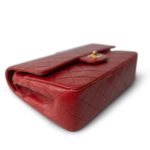 Vintage Red Lambskin Quilted Medium Classic Flap Gold Hardware - Image 10