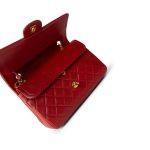 Vintage Red Lambskin Quilted Medium Classic Flap Gold Hardware - Image 4