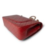 Vintage Red Lambskin Quilted Medium Classic Flap Gold Hardware - Image 8