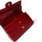 Vintage Red Lambskin Quilted Medium Classic Flap Gold Hardware - Image 5
