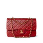 Vintage Red Lambskin Quilted Medium Classic Flap Gold Hardware - Image 7
