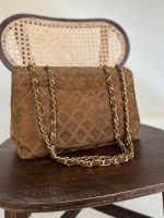 Vintage Tan/Brown Suede Quilted Jumbo XL Single Flap 24k GHW - Image 4