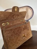 Vintage Tan/Brown Suede Quilted Jumbo XL Single Flap 24k GHW - Image 5
