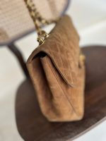 Vintage Tan/Brown Suede Quilted Jumbo XL Single Flap 24k GHW - Image 7