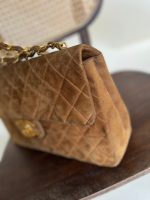 Vintage Tan/Brown Suede Quilted Jumbo XL Single Flap 24k GHW - Image 11