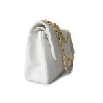 Vintage White Lambskin Quilted Classic Flap Small Gold Hardware - Image 5